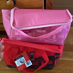 NWT Trader Joe’s red & pink mini cooler tote bags